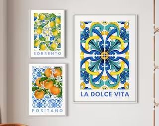 ShopTheaStudio - Printable Wall Art for Your Home - Etsy France Orange Tile, Italian Wall Art, Art Cottagecore, Orange Tiles, Italian Posters, Fruit Market, Market Poster, Peach Art, Art Fruit