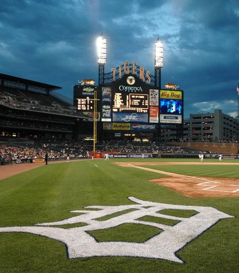 Comerica Park, 2100 Woodward Ave, Detroit, MI (home of the Detroit Tigers since 2000) - went here 2014! Michigan Detroit, Major League Baseball Stadiums, Detroit Vs Everybody, Detroit Motors, Comerica Park, Mlb Stadiums, Softball Training, Baseball Park, Detroit Sports