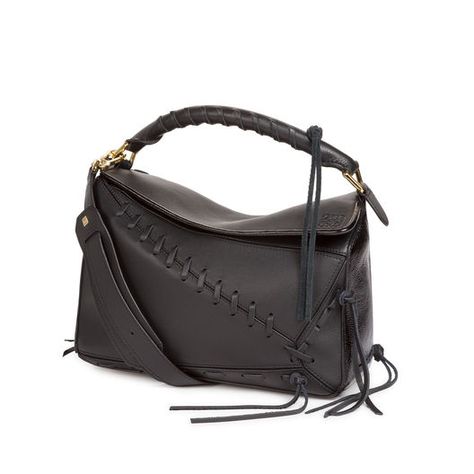 LOEWE Puzzle Laced Bag Black Puzzle Purse, Loewe Puzzle Bag, Purse Collection, Loewe Puzzle, Nyc Outfits, Lace Bag, Puzzle Bag, Loewe Bag, String Bag