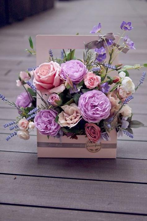 Pink And Purple Floral Arrangements, Purple And Pink Flower Arrangements, Pink And Purple Flower Arrangements, Purple Floral Arrangements, Flowers Roses Bouquet, Purple Bouquets, Flower Box Gift, Ali Baba, Flower Arrangements Simple