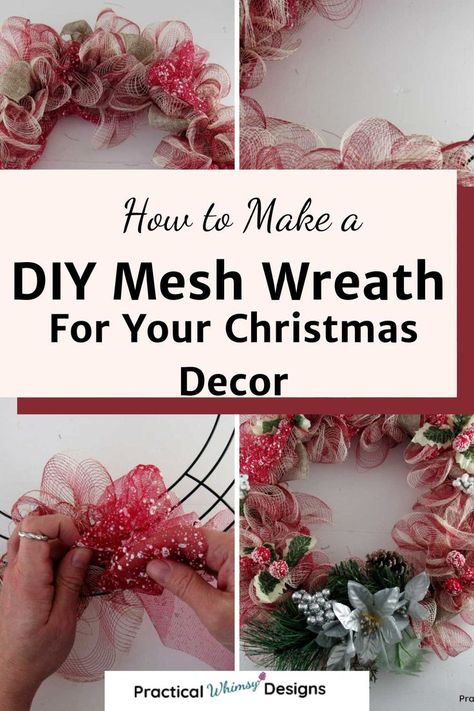 Red and brown diy mesh deco wreath. Diy Mesh Wreath, Deco Mesh And Ribbon Wreath, Deco Mesh Christmas Wreaths Diy, Mesh And Ribbon Wreath, Diy Christmas Deco, Christmas Deco Mesh Wreath, Ribbon Wreath Diy, Diy Deco Mesh Wreath, Christmas Deco Mesh