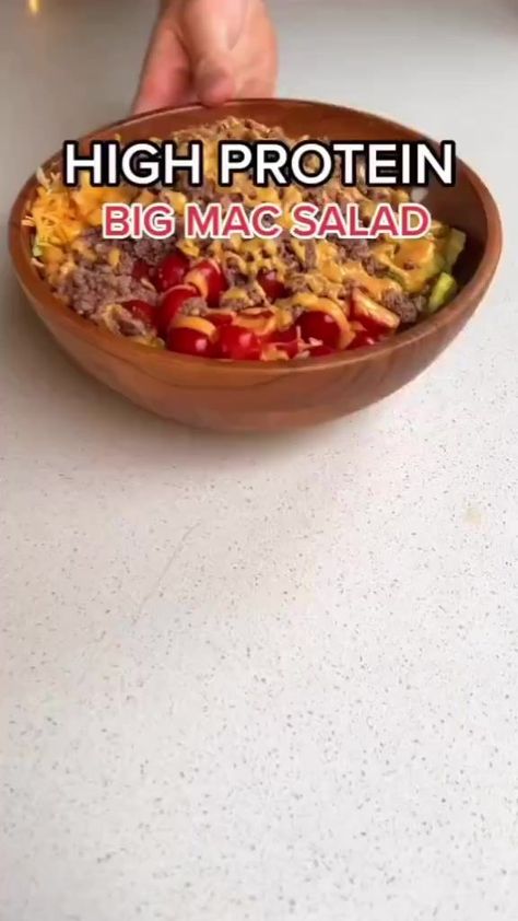 Big Mac Salad Keto, Protein Salad Recipes, High Protein Salads, Salad Keto, Big Mac Salad, Protein Salad, Mac Salad, High Protein Low Calorie, Low Carb Salad