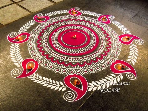 Arti Thali, Kolam Art, Best Rangoli Design, Pongal Rangoli, Flowers Rangoli, Indian Rangoli Designs, Poster Rangoli, Design Rangoli, Rangoli Designs Simple Diwali