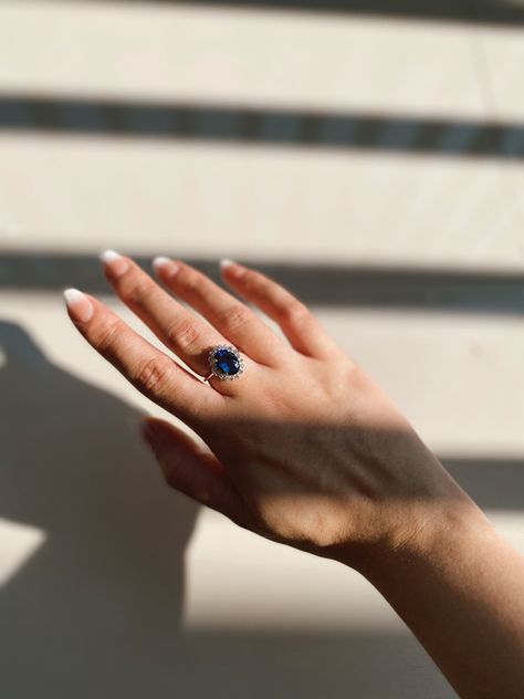 Lady Diana Ring, Shifting Board, Colored Stone Engagement Rings, Blue Fingers, Diana Ring, Jewelry Stacking, Blue Sapphire Engagement Ring, Blue Sapphire Ring, Sapphire Engagement Ring Blue