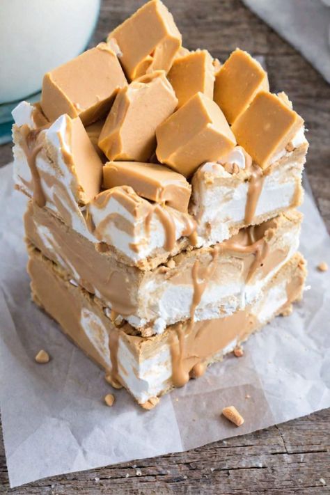 Easy Butterscotch Peanut Butter Marshmallow Squares Recipe Peanut Butter And Marshmallow Recipes, Butterscotch Bars Recipe, Marshmallow Peanut Butter Squares, Butterscotch Marshmallow Squares, Butterscotch Squares Recipe, Butterscotch Peanut Butter, Peanut Butter Marshmallow Squares, Marshmallow Squares, Butterscotch Recipes