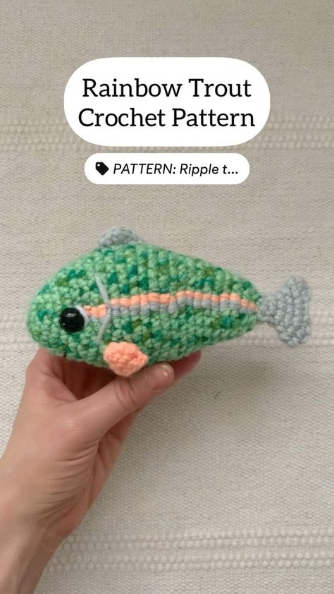 Crochet Rainbow Trout Pattern | Amigurumi Rainbow Trout Fish Pattern | Crochet projects, Crochet patterns, Crochet fish patterns Trout Pattern, Shop On Pinterest, Amigurumi Rainbow, Crochet Fish Patterns, Trout Fish, Stitches Crochet, Crochet Fish, Crochet Rainbow, Crochet Shop