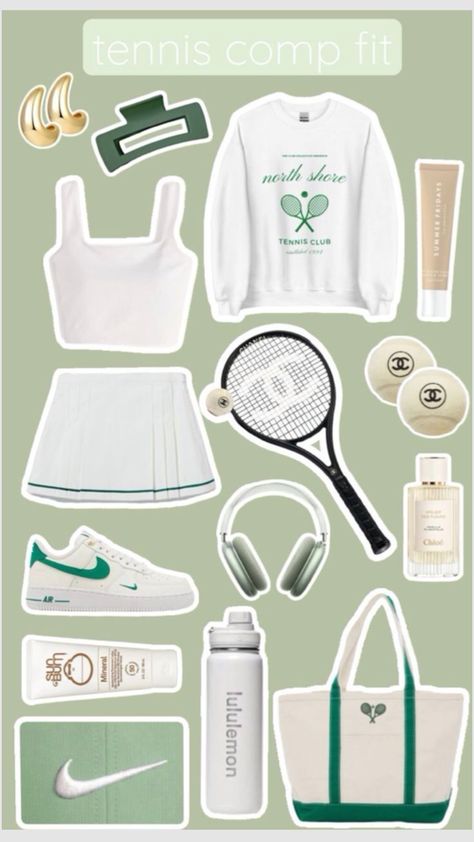 Tennis Fits Aesthetic, Tennis Practice Outfit, Preppy Tennis Outfit, Tennis Team Outfits, Tennis Aesthetic Outfit, Tennis Bag Essentials, Tennis Girl Outfit, Tennis Aesthetic Vintage, Tennis Hairstyles