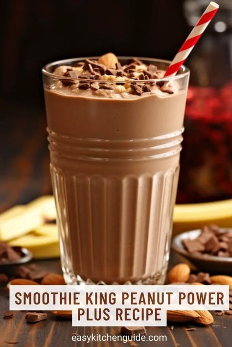 Smoothie King Recipes Copycat Peanut Power Plus, Copycat Smoothie King, Peanut Power Plus Smoothie King Recipe, Beast Blender Smoothie Recipes, Planet Smoothie Copycat Recipes, Smoothie King Peanut Power Plus Recipe, Smoothie King Recipes Copycat, Smoothie King Recipes, Blender Recipes Smoothies