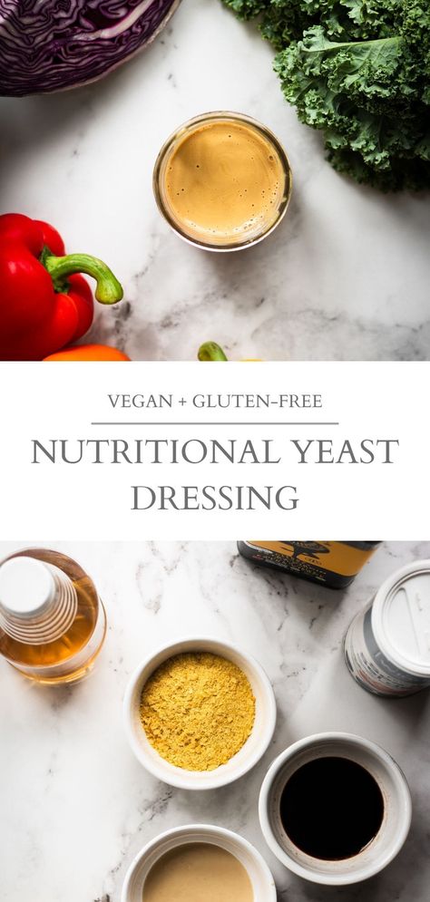 The best nutritional yeast dressing, made with simple ingredients. This creamy salad dressing is made with olive oil, tahini, nutritional yeast, soy sauce, apple cider vinegar and garlic. | Nourished by Caroline #vegan #saladdressing #vegansalad #nutritionalyeast #nutritionalyeastrecipes #veganrecipes #healthyrecipes #tahini #tahinirecipes Tahini Nutritional Yeast Dressing, Nutritional Yeast Salad Dressing, Vegan Sauces And Dressings, Nutritional Yeast Sauce, Nutritional Yeast Dressing, Salads Dressing, Vegan Salad Dressing Recipes, Vegan Dressings, Oil Free Salad Dressing