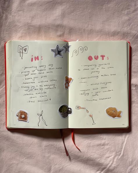 ins & outs for 2024 🪩 what are yours? | Instagram Music Journal, Pretty Journals, Scrapbook Book, Art Journal Therapy, Diary Ideas, Journal Writing Prompts, Journal Aesthetic, December 31, Diy Journal