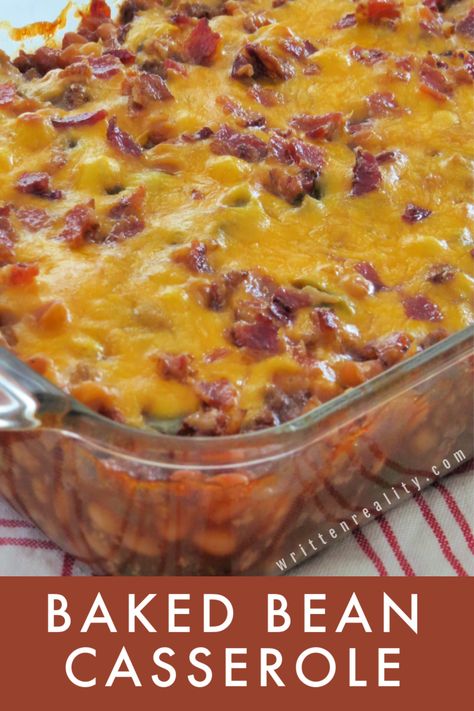 Hamburger And Baked Beans Recipe, Bake Bean Casserole, Baked Beans Side Dish, Leftover Baked Beans Ideas, Pork And Bean Casserole, Hot Dog And Bean Casserole, Different Sides For Dinner, Recipes Using Canned Baked Beans, Baked Beans Dinner Meals