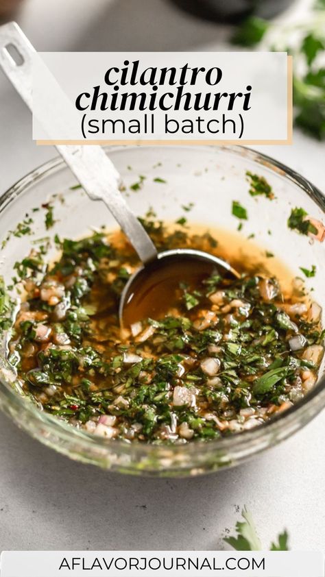 This cilantro chimichurri recipe is a delicious variation of traditional chimichurri sauce, and it’s SO easy to make! It’s easily one of my favorite ways to add so much fresh herb flavor to meat dishes (especially grilled skirt steak), avocado toast, roasted chicken, and so much more. #cilantrochimichurri #chimichurrisauce #chimichurri #freshherbsauce Recipe With Parsley, Cilantro Chimichurri Sauce, Cilantro Chimichurri, Fresh Herb Recipes, Chimichurri Recipe, Cilantro Sauce, Herb Sauce, Chimichurri Sauce, Steak Sauce