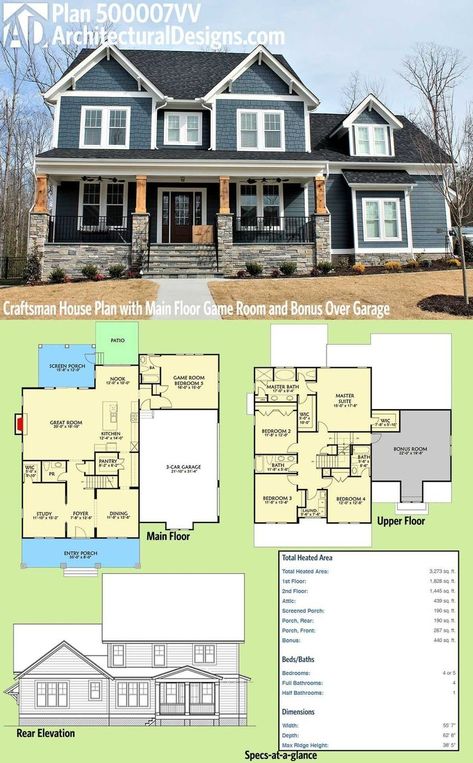 House Plans 2 Story, Trendy House, Dog House Plans, Farmhouse Floor Plans, Plans Architecture, Casas The Sims 4, Sims House Plans, Craftsman House Plan, Craftsman House Plans