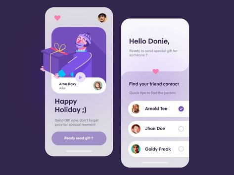 Gift App Design, People App, Wish App, White Feed, Happy Holiday Gifts, Card Ui, Med Tech, Ui Ux 디자인, Mobile App Design Inspiration