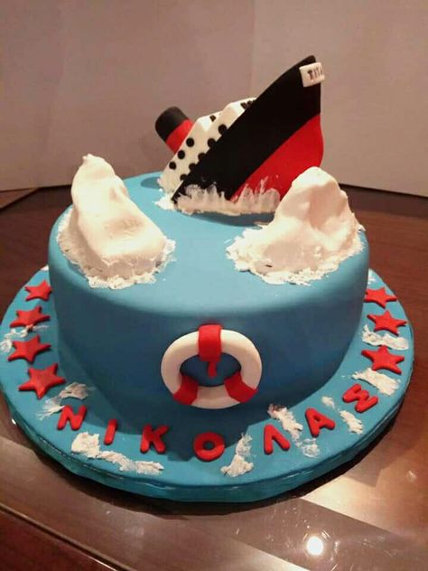 Birthday Cake Titanic, Titanic Cake Ideas, Titanic Birthday Cake, Titanic Cake, Titanic Birthday, Movie Theme Cake, Titanic Party, Thomas The Train Birthday Party, 7th Birthday Cakes