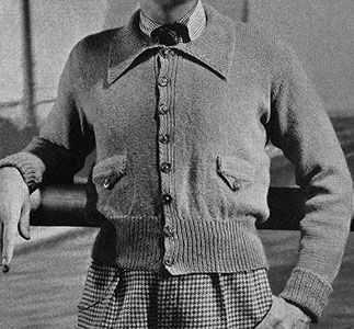 Lake Placid Cardigan Pattern #320 Vintage Cardigan Knitting Patterns, Fitted Vintage Knit Outerwear, Mens Sweater Knitting Pattern Free Vintage, Vintage 1920s Sweater Knitting Pattern, Vintage Knitted V-neck Outerwear, Knitting Pin, Crochet Clothes Patterns, Vintage Cardigan, Mens Cardigan