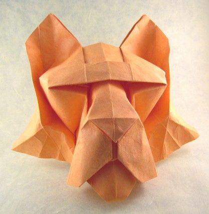 Tiger head Origami Tiger, Origami Lion, Dragon Origami, Paper Folding Techniques, Origami Yoda, Tiger Mask, Animal Cutouts, Origami Dragon, Origami Fish