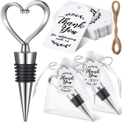 PRICES MAY VARY. What You Get: you will receive 60 pieces of heart shape wine stopper, equipped with 100 pieces gift labels and 60 pieces white sheer bag; Enjoy a taste of refinement with the simple elegance of our personalized heart wine bottle stopper Personalized Heart Design: luxurious copper plated bottle stopper has an adorable heart top with 2 balls, symbolizing a couple of hearts coming together; Add a sentimental touch of love to your romantic event with this beautiful vintage style bot Inexpensive Wedding Favors, Last Minute Wedding, Rustic Wedding Diy, Wine Theme, Diy Wedding Favors, Wine Bottle Stoppers, Heart Top, Wedding Favors For Guests, Gift Labels