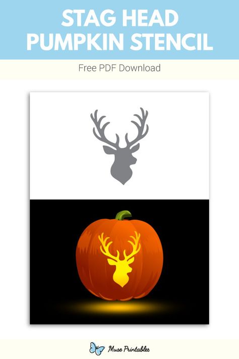 Deer Head Pumpkin Carving, Stag Pumpkin Carving, Deer Pumpkin Stencil, Pumpkin Carving Ideas Deer, Deer Pumpkin Carving Ideas, Pumpkin Stencils Free Templates, Pumpkin Stencils Free Printable, Free Printable Pumpkin Carving Stencils, Printable Pumpkin Carving Stencils