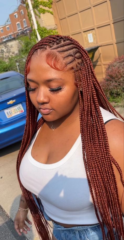 Knotless Braids Hairstyles Designs, Versatile Knotless Braids With Cornrows, Flip Over Fulani Braids + Boho Curls, Versital Fulani Braids, Shade Braids, Braided Hairstyles For Black Women 2023, Geometric Braids, Funali Braids With Knotless, 2023 Braids For Black Women