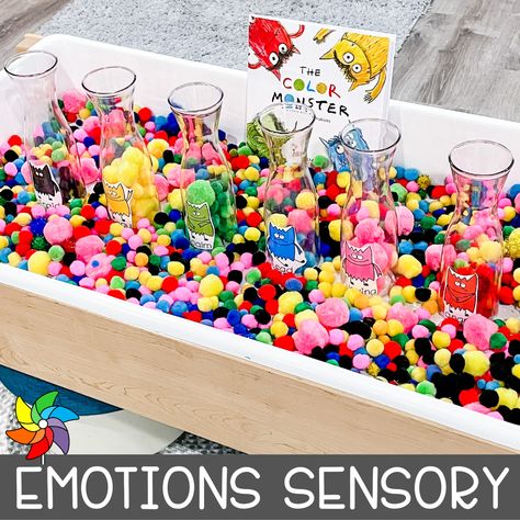 Huge List of Non-Food Sensory Bin Ideas for Preschoolers Colour Monster Tuff Tray, The Color Monster, Play To Learn Preschool, Color Monster, Jamie White, Toddler Sensory Bins, Prek Classroom, Playbased Learning, Toddler Sensory