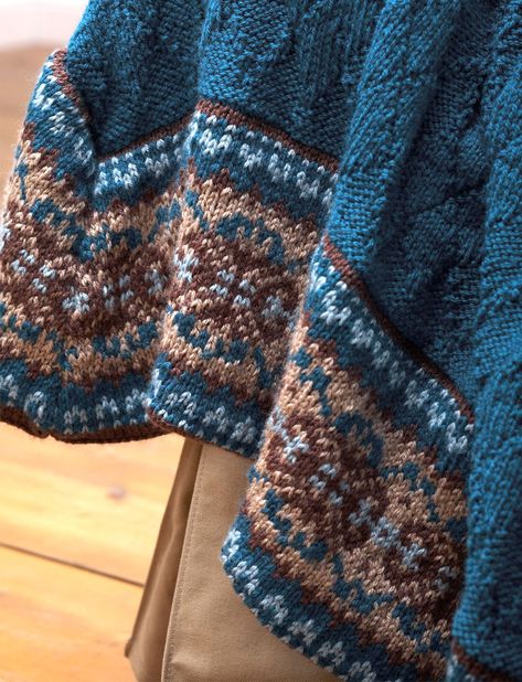 Fair Isle Border Blanket and Pillow - Patterns | Yarnspirations Punto Fair Isle, Fair Isle Pullover, Blanket And Pillow, Fair Isle Knitting Patterns, Fair Isles, Fair Isle Cardigan, Colorwork Knitting, Knitted Afghans, Yarn Knitting