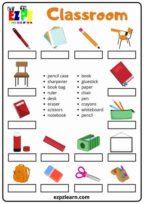 More fun with your teaching with Free Printable Word Match game topic Classroom Objects worksheets for ESL teachers using for kindergarten, preschool and so on you can either download or print directly from our website. Classroom Objects Worksheet, Classroom Object, Word Wheel, Classroom Objects, Unscramble Words, Match Game, English Word, Action Words, Esl Teachers