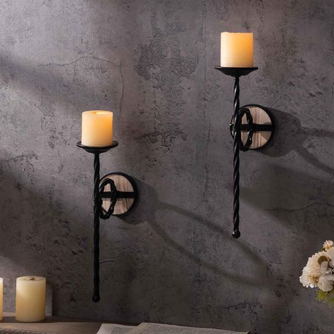 PRICES MAY VARY. BLACK CANDLE SCONCE- Scepter Design Wall-Mount Metal Candle Holders look to It shows a variety of styles and perfect decor for the any space. DURABLE MATERIAL-Our candle sconce is made of wood with metal, hard, durable and not easily deformed. You can use it for a long time with no special maintenance is required.It shows a variety of styles and perfect decor for the any room. Such as living room, bedroom, bathroom, dining room and entrance passage. WIDELY APPLICATION- Great for Wall Candle Holders Ideas, Scepter Design, Candle Holders Wall, Stemmed Candle Holders, Wall Mounted Candle Holders, Hanging Candle Holder, Black Candle, Standing Candle Holders, Metal Welding