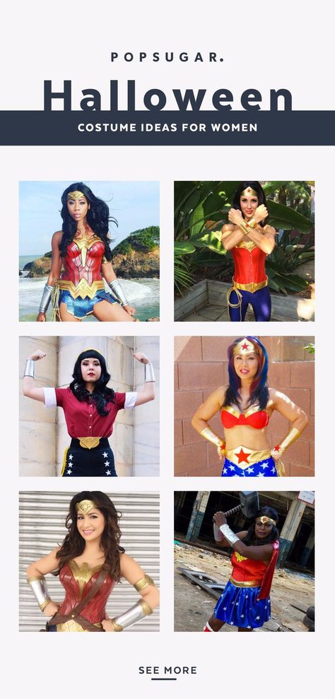 20+ Wonder Woman Costumes That Will Make You Feel Badass Diy Wonder Woman Costume Adult, Halloween Costumes Wonder Woman, Adult Group Halloween Costumes, Diy Wonder Woman Costume, Woman Costume Diy, Wonder Woman Costume Diy, Wonder Woman Costumes, Wonder Woman Halloween Costume, Woman Costumes