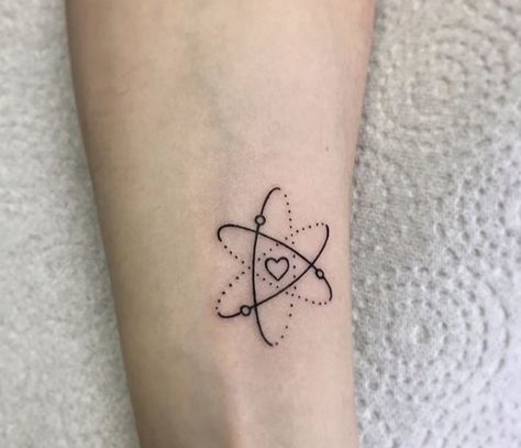 Trio Tattoos, Atom Tattoo, Chemistry Tattoo, Science Tattoos, Twin Tattoos, Universe Tattoo, Friendship Tattoos, Sister Tattoos, Matching Tattoos