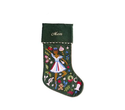 Rifle Paper Co. Nutcracker Sugar Plum Fairy Embroidered Velvet Christmas Stocking | Pottery Barn Kids Tv Stand Stocking, Embroidery Stockings Christmas Diy, Classic Stockings Christmas, Heirloom Christmas Stocking, Plum Christmas Decor, Classic Christmas Color Palette, Vintage Stockings Christmas, Cute Stockings Christmas, 2000s Christmas Aesthetic