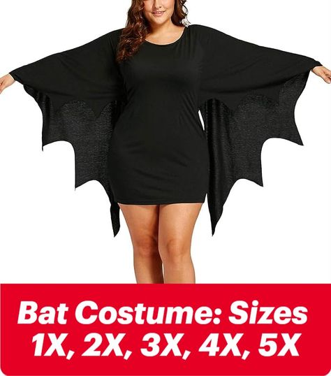 Plus Size Bat Costume for Women Retro Halloween Party, Halloween Costum, Plus Size Tunic Dress, Party Dress Classy, Flowy Tunic Tops, Bat Costume, Halloween Party Dress, Plus Size Halloween Costume, Wings Dress