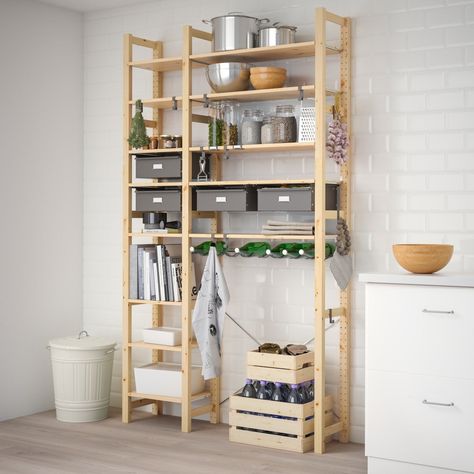 IKEA IVAR Regal Ivar Regal, Ikea Pantry, Ikea Ivar, Maids Room, Kitchen Pantry Design, Laundry Room Diy, Flat Ideas, Apartment Renovation, Ikea Family