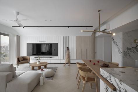 LIVING CURVE by PINS STUDIO on Behance Condominium Design, Scandinavian Design Living Room, Condo Interior Design, Condo Interior, Condo Design, Studio Interior Design, Interior Design Awards, 아파트 인테리어, Studio Interior