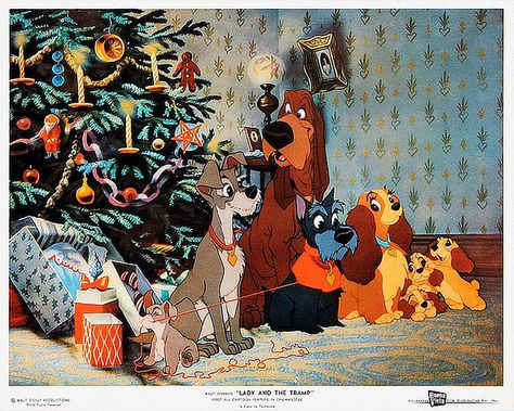 Christmas with Lady and the Tramp by Vintage-Stars, via Flickr -what a card! The Lady And The Tramp, Classic Holiday Movies, Dog Movies, Images Disney, Christmas Tale, Old Disney, Pinturas Disney, Lady And The Tramp, Dog Holiday