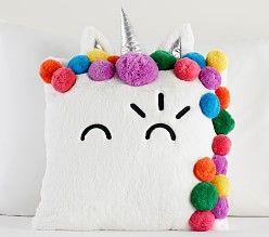 FLOUR SHOP Bedroom | Pottery Barn Kids Hello Kitty Pillow, Winky Face, Unicorns And Rainbows, Unicorn Bedroom, Unicorn Pillow, Face Pillow, Color Key, Mattress Pads, Unicorn Design