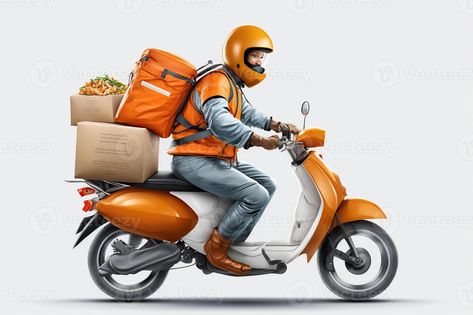 One man ride on bike to deliver food to customer, food delivery scene, Birthday Flyer, Man Bike, Wedding People, Foods Delivered, Heart Tree, Cityscape Photos, Logo Banners, Nature Backgrounds, Heart With Arrow