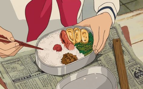 Food Scenes in Hayao Miyazaki Movies Studio Ghibli Films, Art Studio Ghibli, Hayao Miyazaki Movies, Poppy Hill, Up On Poppy Hill, Anime Bento, 귀여운 음식 그림, Images Kawaii, Ghibli Artwork