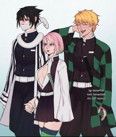 Naruto X Sakura Fanart, Naruto X Demon Slayer, Demon Slayer Au, Naruto Team 7, Manga Fanart, Sasuke Uchiha Sakura Haruno, Tous Les Anime, Naruto Teams, Naruko Uzumaki