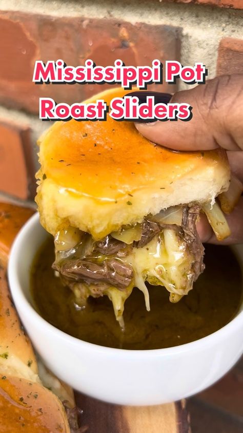 Pot Roast Cornbread Sliders, Mississippi Pot Roast Sliders, Mississippi Pot Roast Sandwich, Roast Sliders, Pot Roast Sliders, Mississippi Pot, Mississippi Roast, Potato Wedges Baked, Mississippi Pot Roast