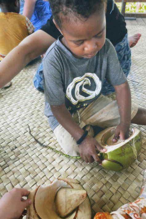 Fiji Village, Fiji Aesthetic, Fiji People, Aesthetic Village, Fiji Culture, Coconut Island, Volunteer Work, Village Life, English Speaking