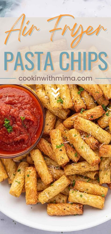 Air Fryer Pasta Chips, How To Cook Noodles, Air Fryer Pasta, Tiktok Pasta, Fried Pasta, Crispy Noodles, Pasta Chips, Low Carb Chicken Parmesan, Cooked Pasta