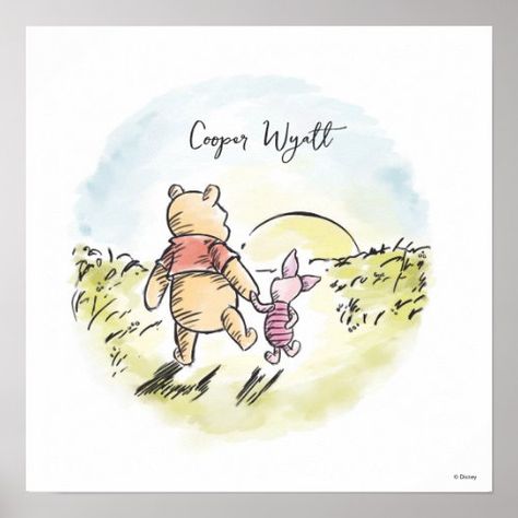 $21.50 | Personalized Watercolor Pooh & Piglet #winnie the pooh, baby shower, winnie the pooh baby shower, gender neutral baby shower, baby boy, baby girl, disney, woodland, welcome sign, piglet Piglet Tattoo, Piglet Drawing, Winnie The Pooh Tattoos, Winnie The Pooh Nursery, Pooh And Piglet, Disney Baby Shower, Pooh Piglet, Cute Winnie The Pooh, Pooh Quotes