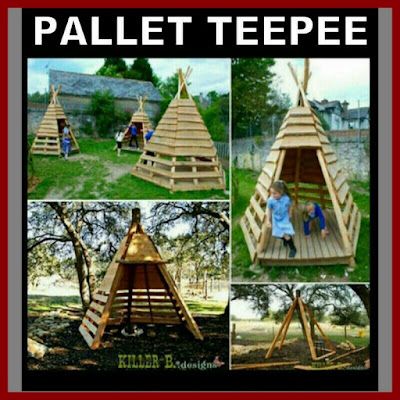 Pallet Walkway, Wooden Teepee, Pallet Kids, Pallet Playhouse, 1001 Pallets, Recycled Pallets, Pallets Garden, Pallet Crafts, Backyard Playground