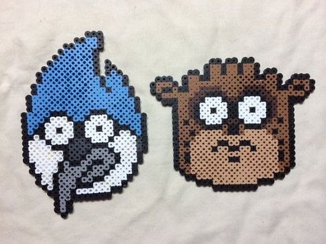 Rigby Regular Show, Mordecai And Rigby, Magnet Ideas, Perler Creations, Pixel Beads, Easy Perler Beads Ideas, Hamma Beads, Beads Candy, Perler Crafts