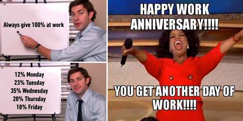 Hilarious Work Anniversary Memes to Share With Co-Workers Work Anniversary Meme, Anniversary Memes, Work Anniversary, Worst Day, Gym Memes, Michael Scott, Co Workers, Day Of My Life, Time To Celebrate