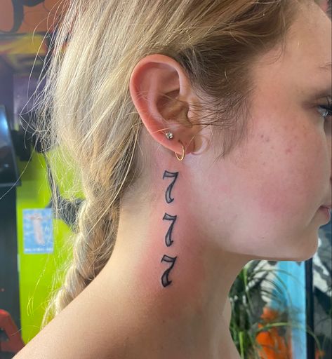 777 Behind Ear Tattoo, 777 Tattoo Behind Ear, 777 Tattoo, Behind The Ear Tattoo, Tattoo Behind Ear, The Ear, Ear Tattoo, Behind Ear Tattoo, Body Art Tattoos