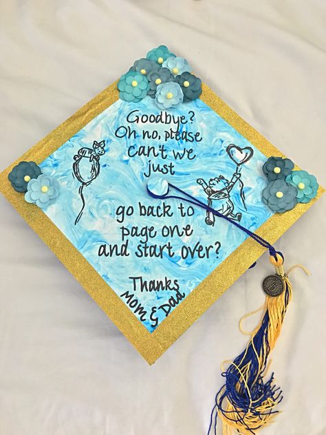 Winnie The Pooh Graduation Cap, Quotes For Graduation Caps, Disney Graduation Cap, Teacher Graduation Cap, Creative Graduation Caps, Disney Graduation, College Grad Cap Ideas, Graduation Cap Decoration Diy, Teacher Graduation