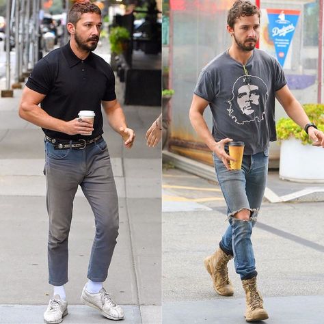 Shia Lebouf Fashion, Shia Lebouf Style, Shia Labeouf Body, Shia Labeouf Tattoo, Rocker Style Men, Shia Labeouf Style, Masc Style, Celebrity People, Hypebeast Style