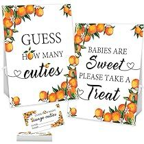 Take A Treat Sign, Candy Guessing Game, Orange Theme, Orange Baby Shower, Baby Shower Game Cards, Baby Shower Candy, Fun Baby Shower Games, Orange Baby, Baby Shower Guest Book